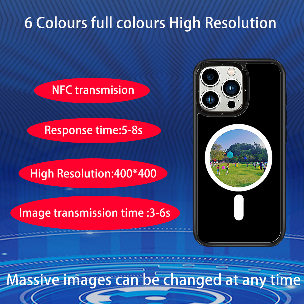 Six Colours E-Ink Screen New Design NFC DIY Smart E-Ink Display Phone Case Protective Cover for iPhone 15pro Max