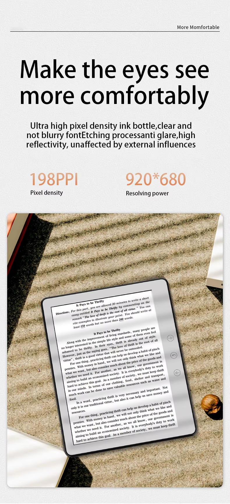 Lightweight 5.76-Inch EReader Device 1GB RAM 16GB Storage Eye-Friendly 5.76-Inch E Ink Technology PDF TXT Files for Android