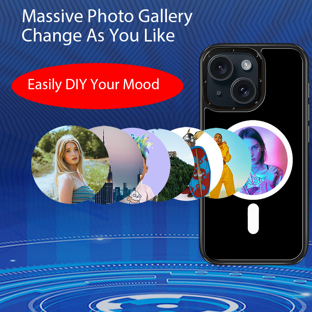 For iPhone 15 Pro E-Ink Phone Case Compatible with MagSafeNFC 6-Color TPU + PC Back Cover